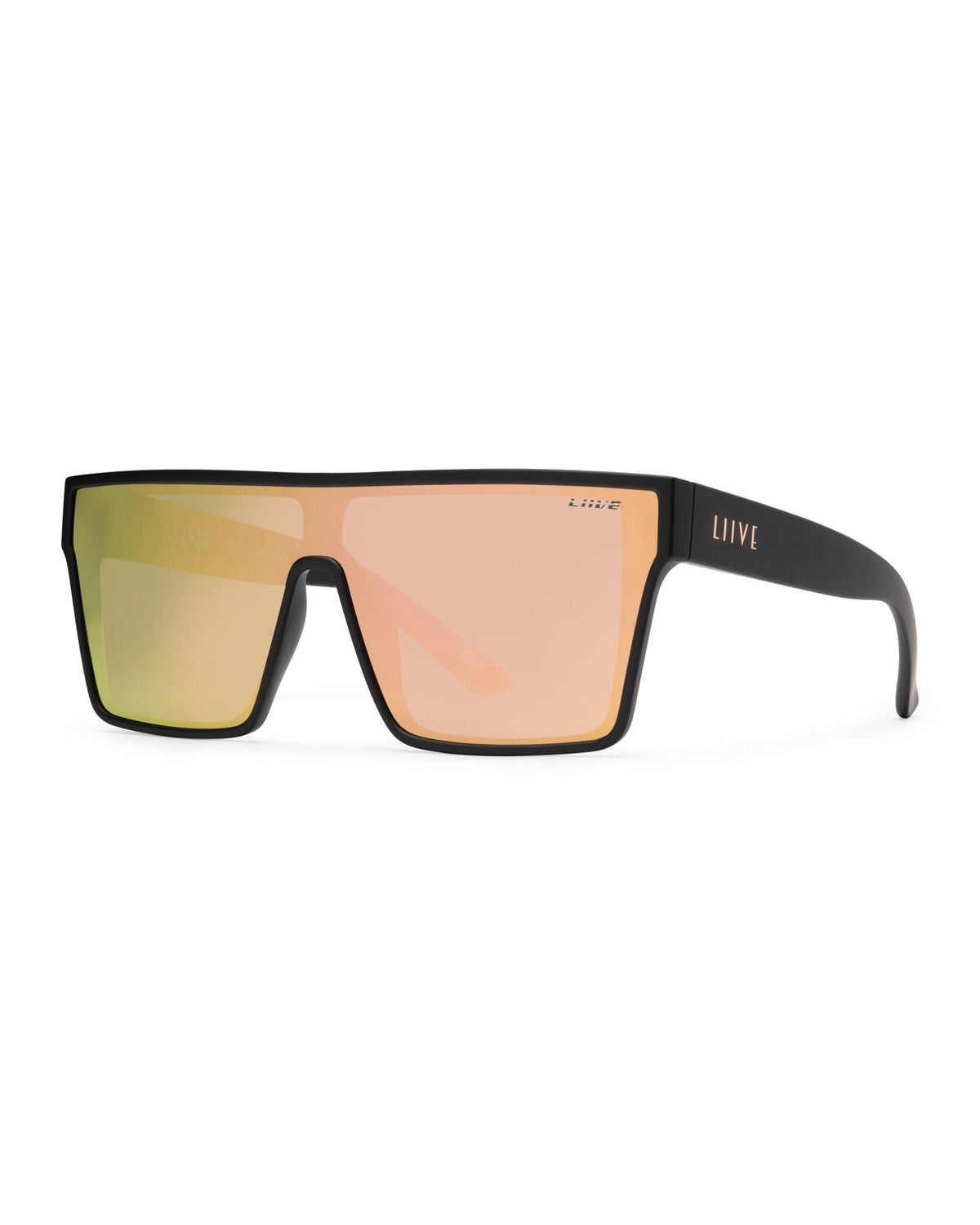 Liive Wasteland shield sunglasses in matt black with pink mirror lens