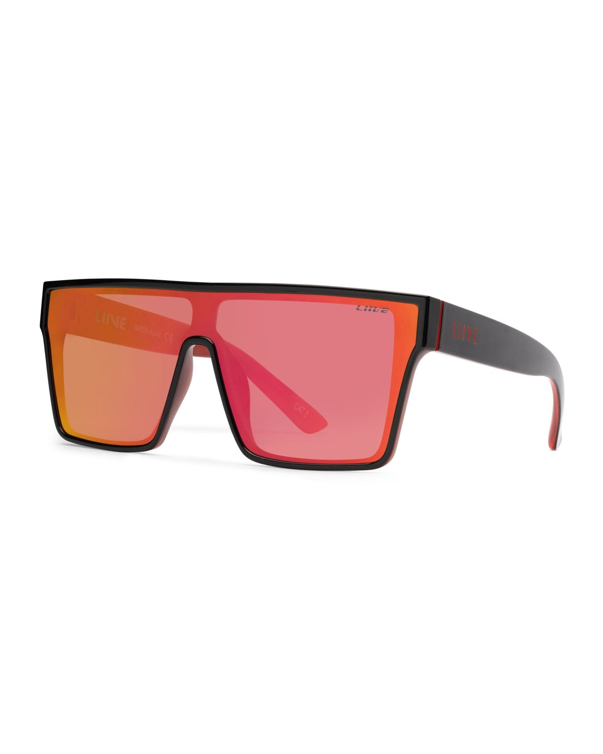 Liive Wasteland shield sunglasses in black with red mirror lens