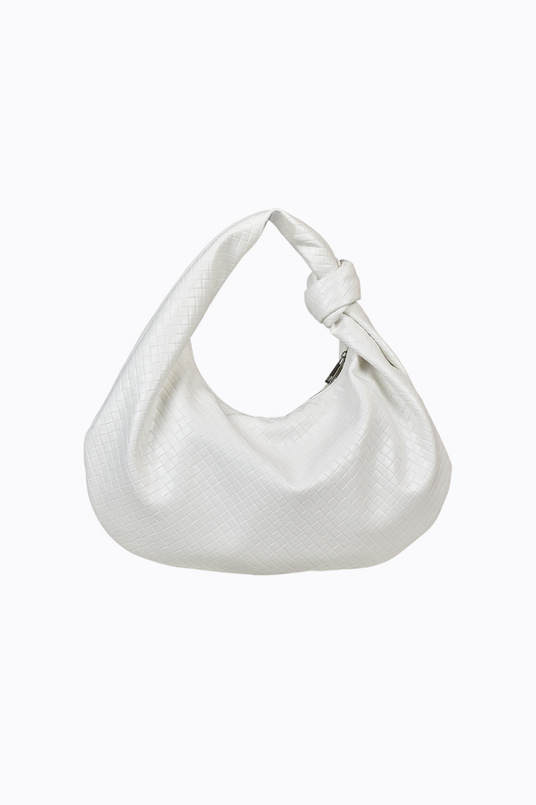 Evity Weave Shoulder Bag - White Weave / Silver