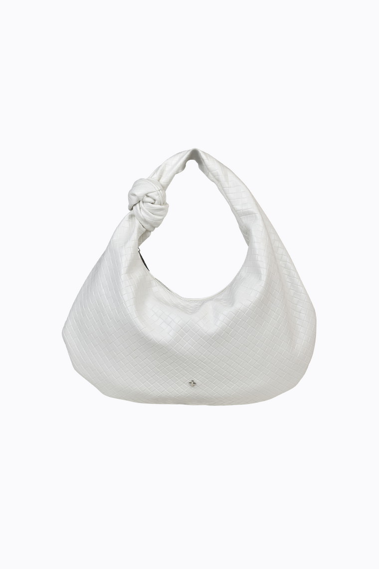 Evity Weave Shoulder Bag - White Weave / Silver